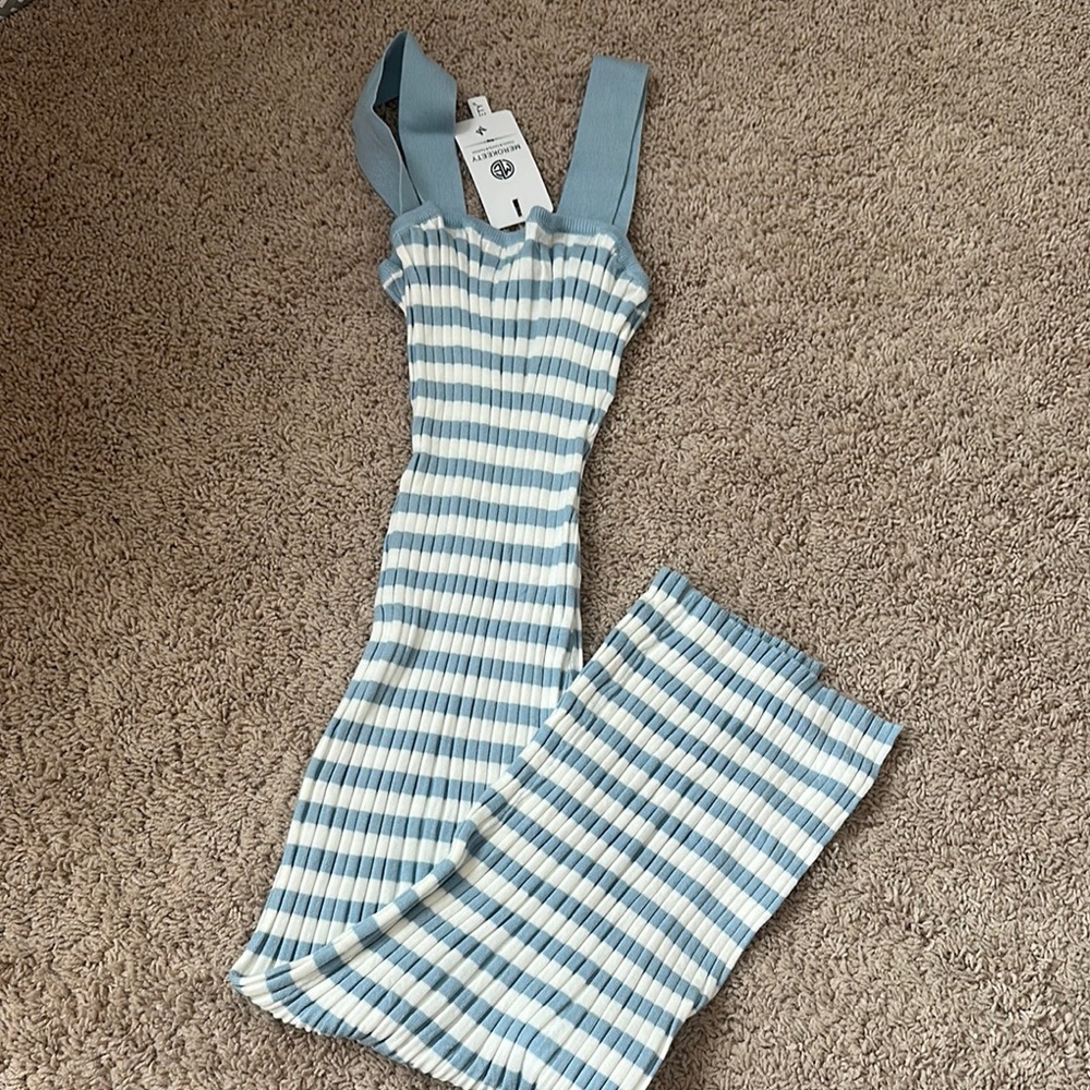 Zara Blue and White Striped Dress